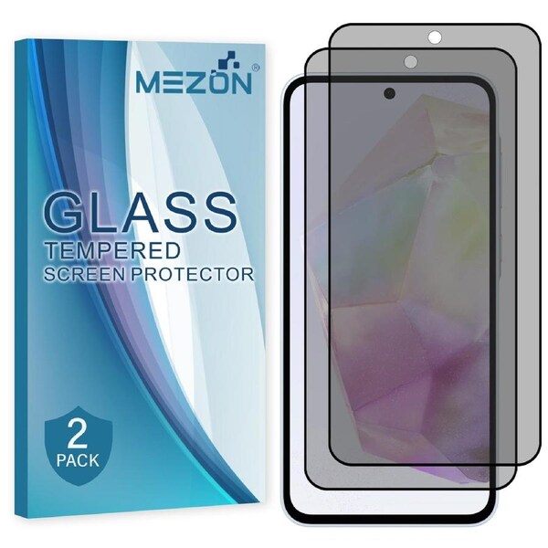 [2 Pack] Privacy Anti-Spy Full Coverage Samsung Galaxy A55 5G Tempered Glass Premium 9H HD Screen Protectors by MEZON (Galaxy A55 5G, Privacy)