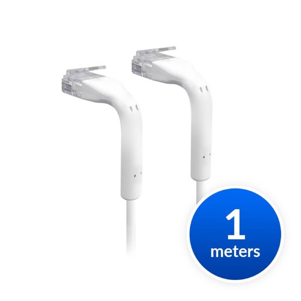 Ubiquiti UniFi Patch Cable Single Unit, 1m, White, End Bendable to 90 Degree