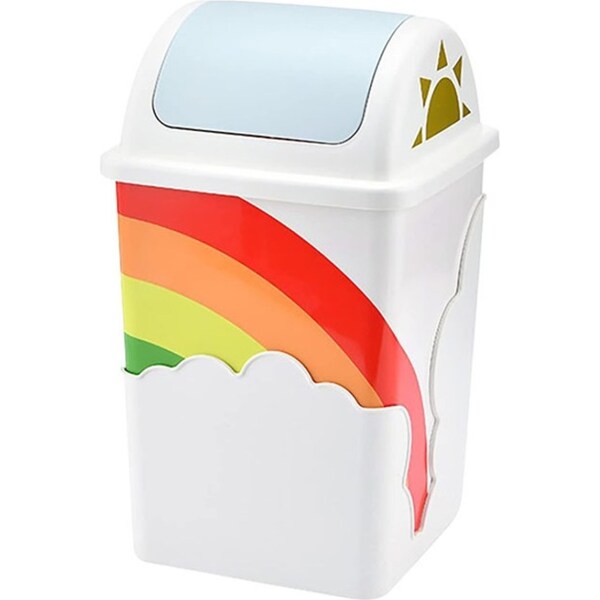 Catzon Rainbow Trash Can Swing Top Touchless for Baby Nursery School