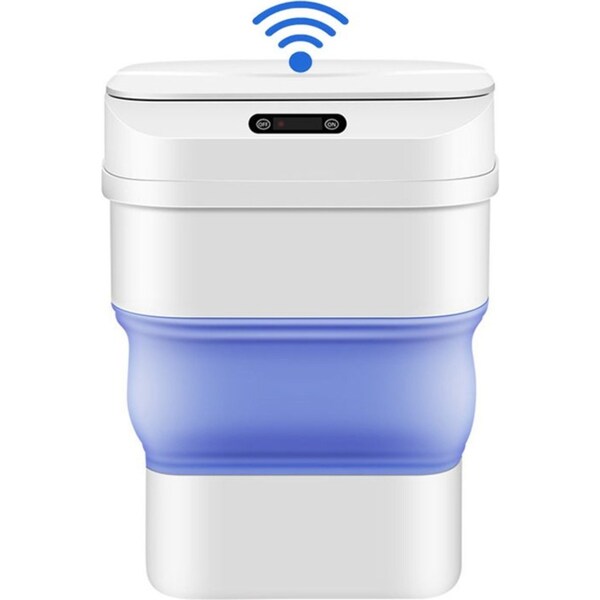 Catzon 17.5L Foldable Trash Can with Lid Touchless Motion Sensor for Kitchen -LightBlue