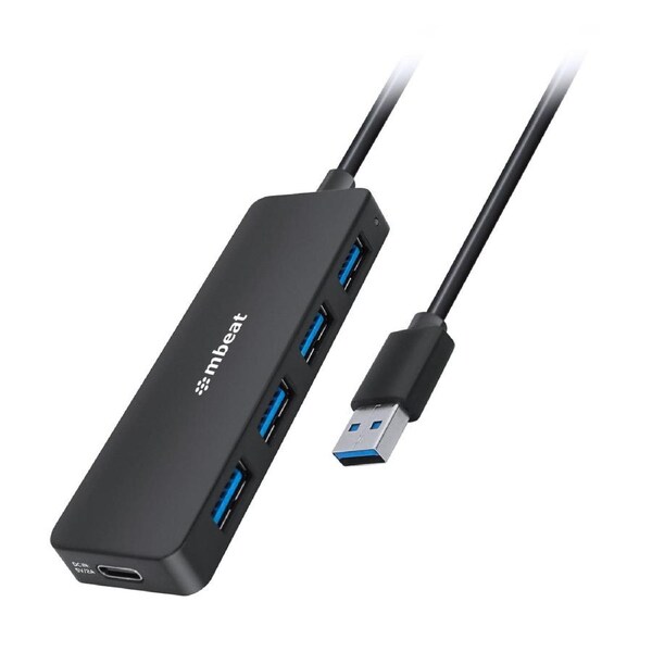mbeat 4-Port USB 3.0 Hub with USB-C DC Port - Black