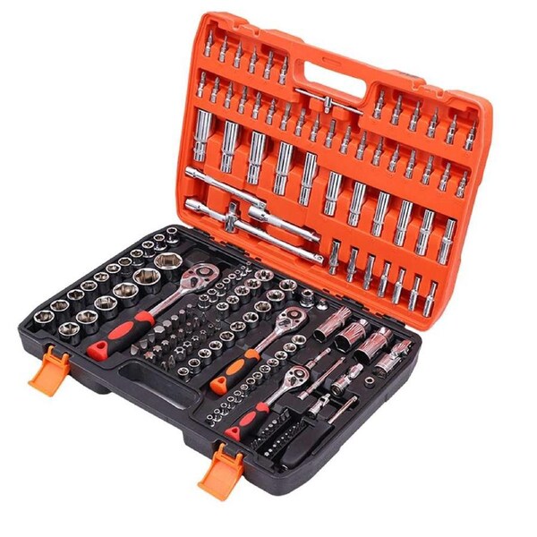 OZNALA 172Pcs Metric Ratchet Spanner Socket Set 1/4" 1/2" 3/8" Tool Kit Precision Screwdriver, Wrench - in Sturdy Storage Case for for Home, Garage, Workshop Black and Red