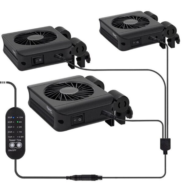 Hygger Aquarium Chiller Cooling Fan 3 Fan Head - Black
