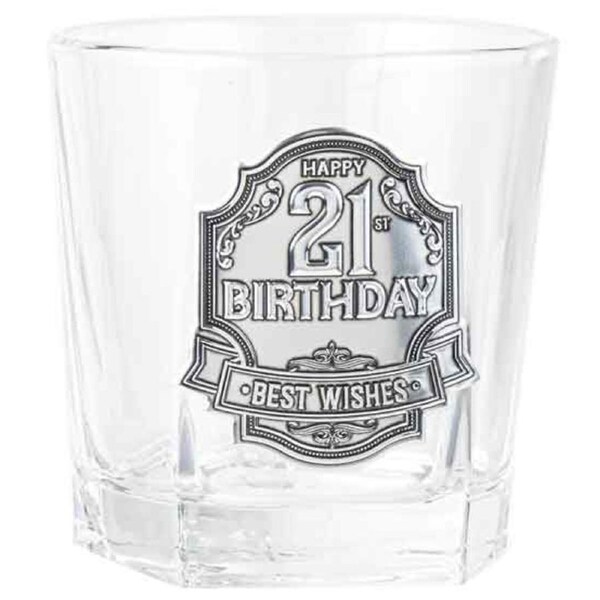 21st Birthday Badge Whisky Glass