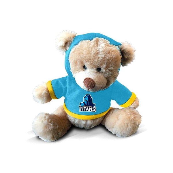 NRL Plush Teddy Bear With Hoodie Jumper - Gold Coast Titans - 7 Inch Tall