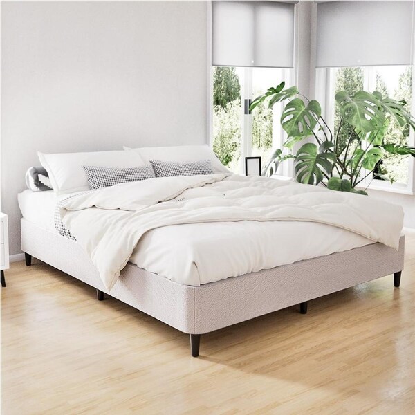 Artiss Bed Frame Queen Metal Beds Base Grey Fabric Cover MASON