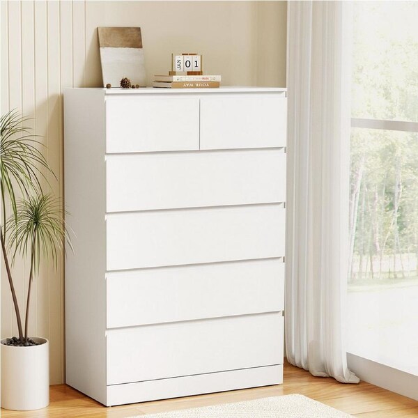 1Artiss Chest of 6 Drawers Dresser Tallboy White