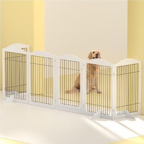 i.Pet Dog Gate Playpen Enclosure 6 Panel Pet Door Fence Wooden Play Pen Stair