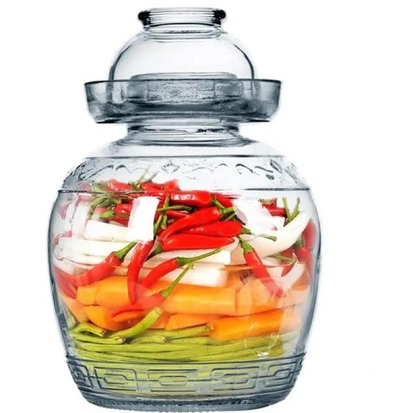 Chinese Glass Fermenting Jar Pickles Jar for Kimchi Sauerkraut 2.5kg