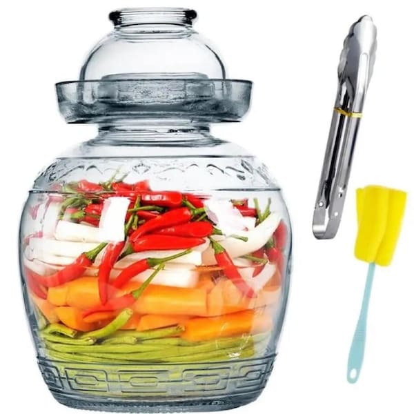 Chinese Glass Fermenting Jar Pickles Jar for Kimchi Sauerkraut 5 kg