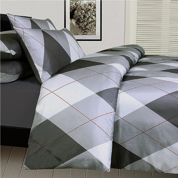 Big Sleep Argyles Black Quilt Cover Set Single