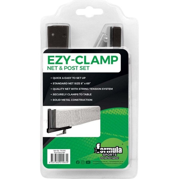 Formula Sports Metal Ezy-Clamp Ping Pong/Table Tennis Game Net & Post Stand Set