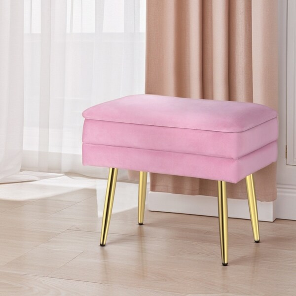 Artiss Ottoman Storage Foot Stool Vanity Velvet Pink