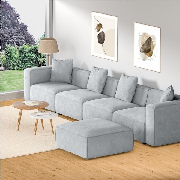 5 Seater Sofa Artiss Modular Chaise Set Grey
