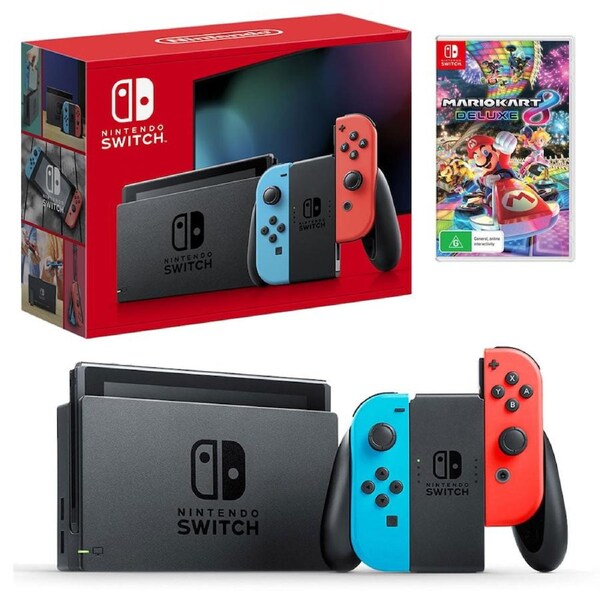 Nintendo Switch Neon Joy-Con Console with Mario Kart 8 Deluxe Bundle