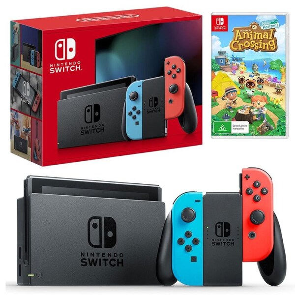 Nintendo Switch Neon Joy-Con Console with Animal Crossing: New Horizons Bundle