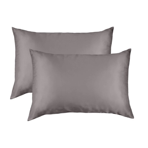 Royal Comfort Mulberry Silk Hypoallergenic Pillowcase Twin Pack Charcoal
