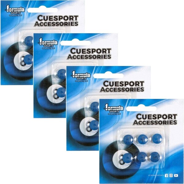 24pc Formula Sports Diamond Pro Tip Glue On/Snooker Cue Tips Accessory 11mm Blue