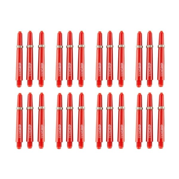 24pc Formula Sports Tex Grip 30mm Nylon Shafts Dart Game Accessory Short Red