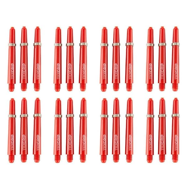 24pc Formula Sports Tex Grip 48mm Nylon Shafts Dart Game Accessory Medium Red