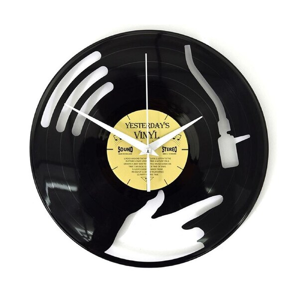 Yesterday’s Recycled Vinyl Music Lover Memorabilia Battery Clock Disc Jockey