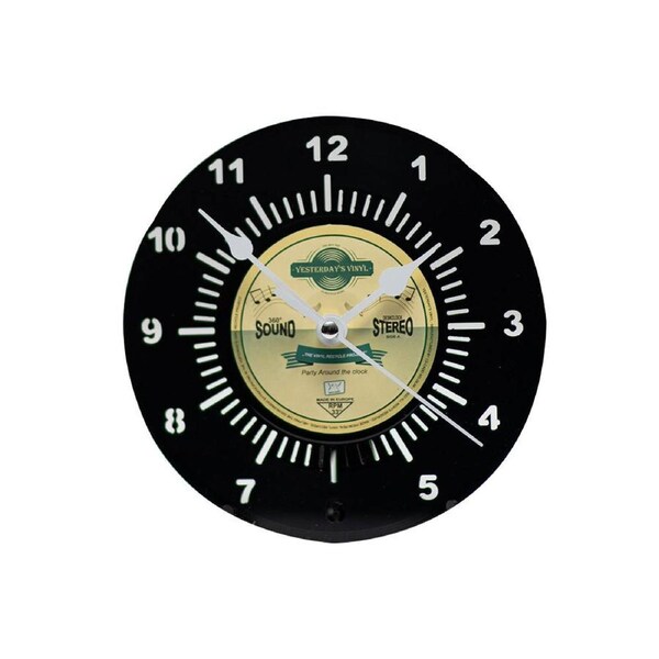 Yesterday’s Recycled Vinyl Music Lover Battery Deskclock Yellow/Green 18cm