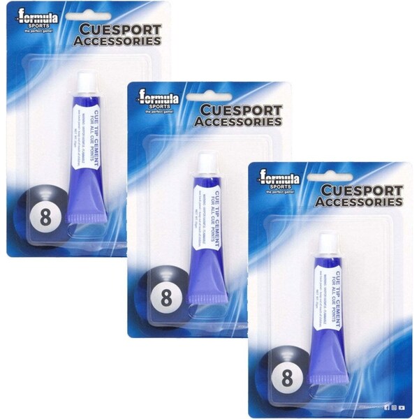 3x Formula Sports Cue Tip Rubber Snooker Pool Stick Tipping Repair Glue 20g