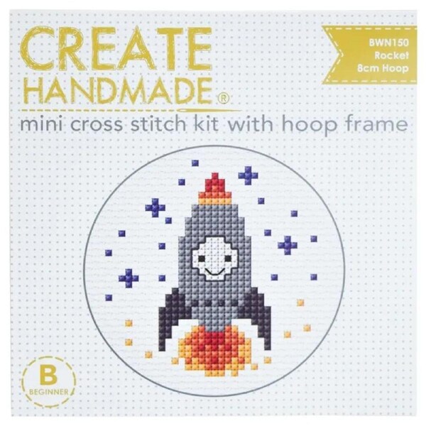 Create Handmade Cross X Stitch Rocket with Hoop 8cm