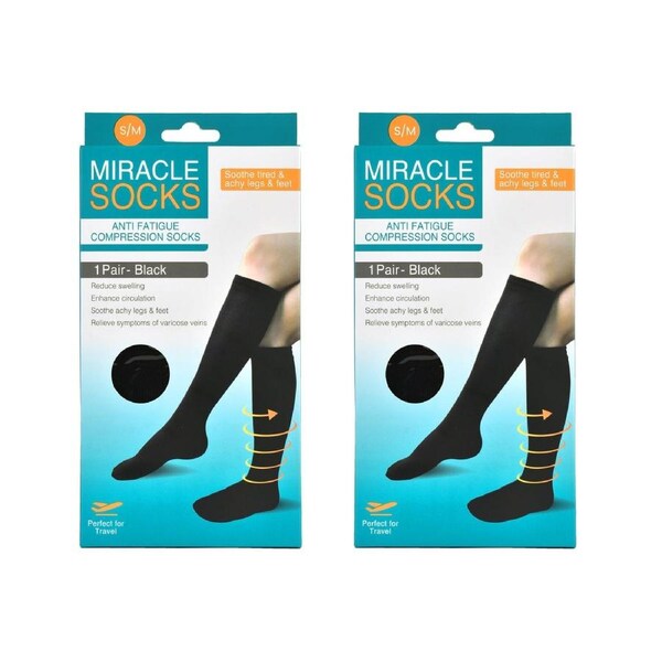 2 pairs of Miracle Compression Socks - Medium