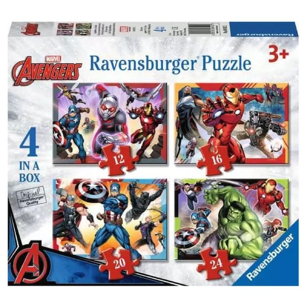 Ravensburger Marvel Avengers Assemble 4 In A Box 12/16/20/24 Piece Jigsaw Puzzle