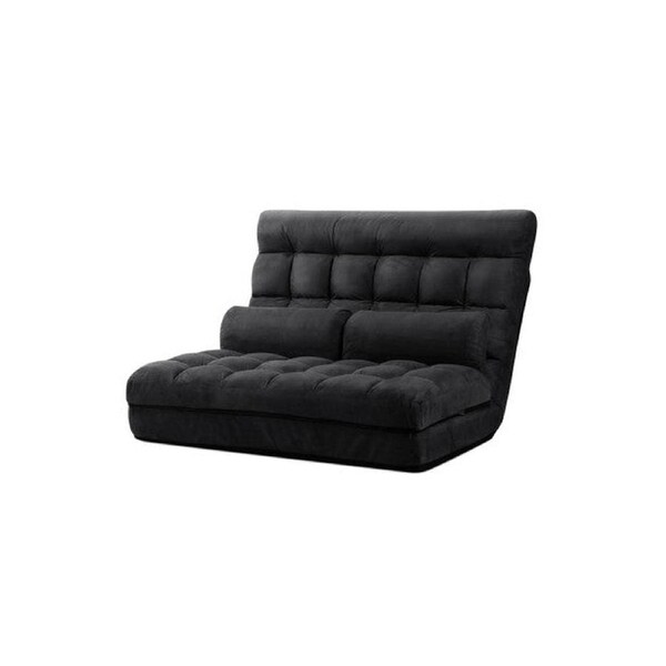 2-seater Adjustable Lounge Sofa - Charcoal Suede