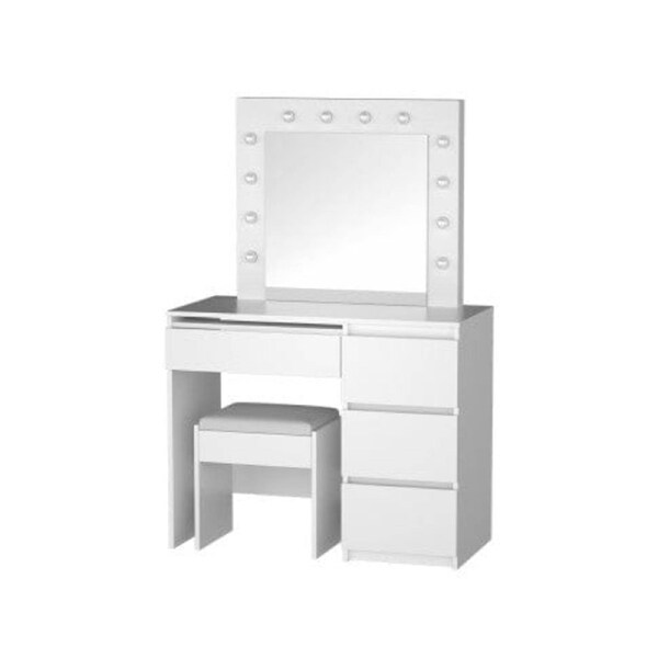 Dressing Table Set Stool 12 Led Bulbs White