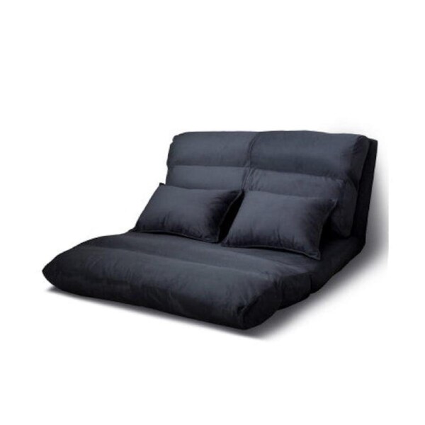 Floor Lounge Sofa Bed 2-seater Charcoal Suede