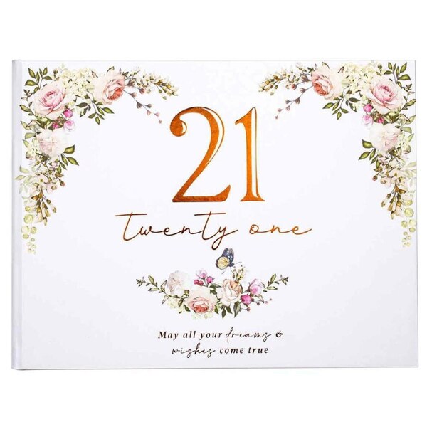 Floral 21st Birthday Guest Book