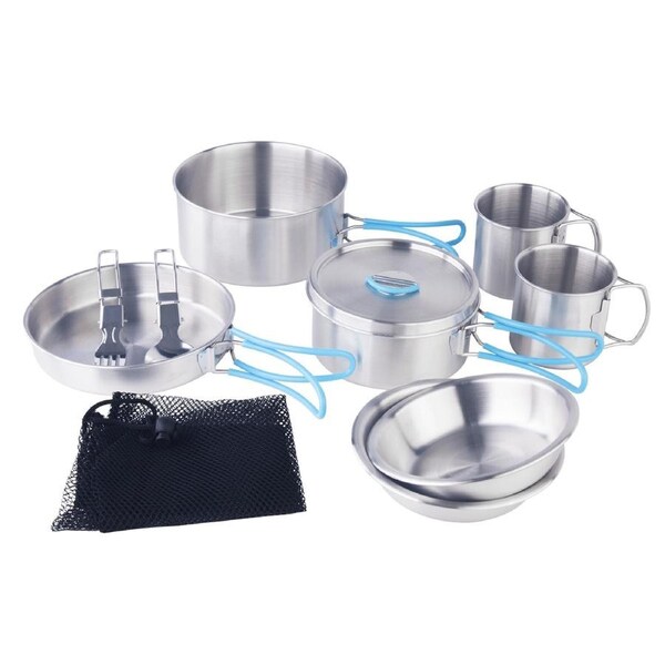 Traverse 9 piece Stainless Steel Camping Cookset
