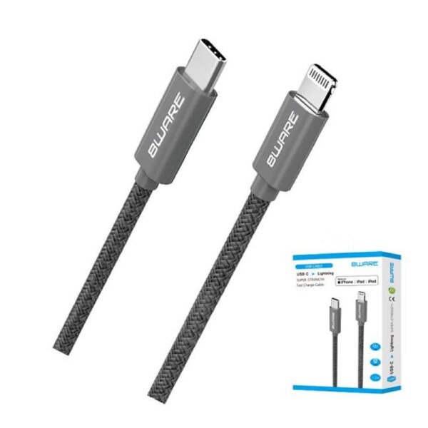 8ware 1.5m Super Ultra USB-C to Lightning Cable Super Fast charging Strength Aluminium flexible nylon Apple iPone iPad iPod Mac Retail Pack