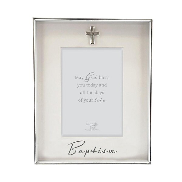 Silver Baptism Photo Frame with Motiff - 4x6
