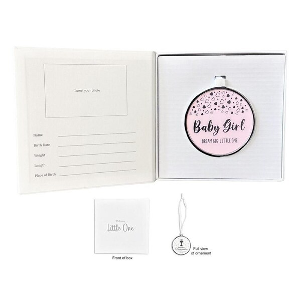 Baby Girl Ornament with Record in Gift Box