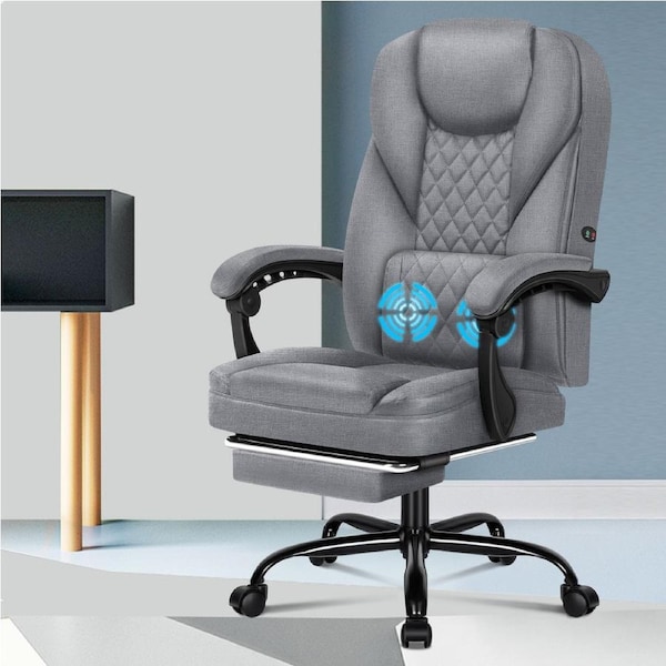 ALFORDSON Massage Office Chair Executive Fabric Seat Gaming Recliner Computer Grey