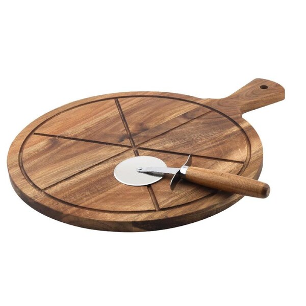 Maverick Flinders Pizza Board 44 x 33 x 1.5cm + Wheel - 2 Piece