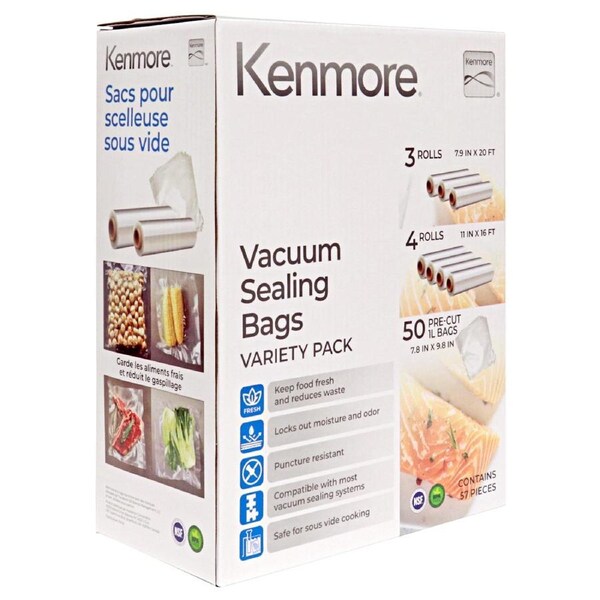 Kenmore Universal Vacuum Sealer Bag & Roll Variety Pack, 57-Pc