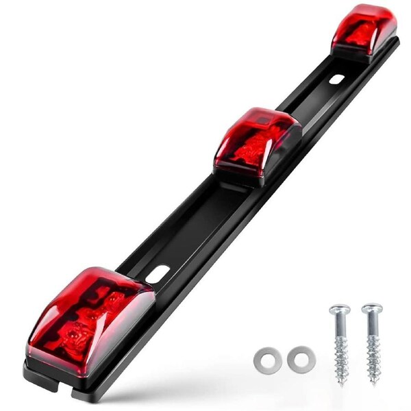 Ozoffer Waterproof 9-LED Truck Trailer ID Light Bar – Red Lens, Stainless Mount, IP67
