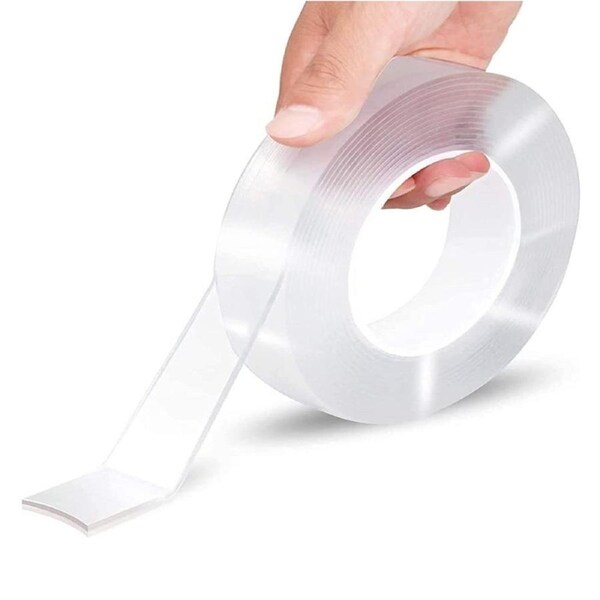 Nano Double Sided Tape,Multipurpose Removable Adhesive Transparent Grip Mounting Tape Washable Strong Sticky Heavy Duty for Carpet Photo Frame Poster Décor,Durable Traceless No Residue 5 Mtransparent