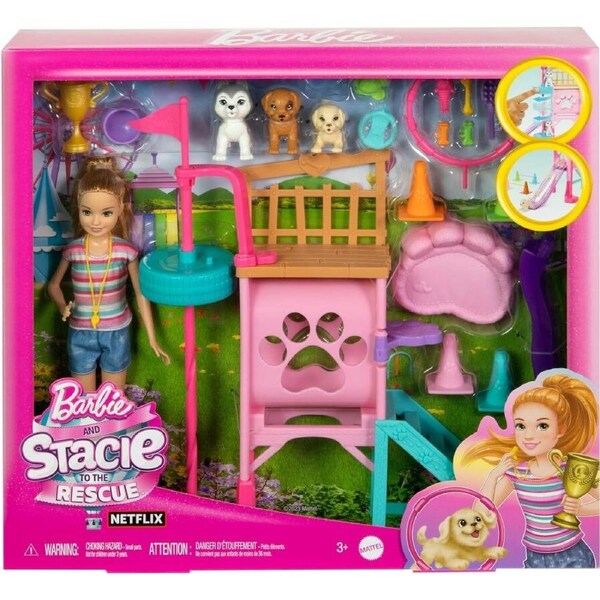 Barbie And Stacie To the Rescue Puppy Playground Playset With Doll HRM10