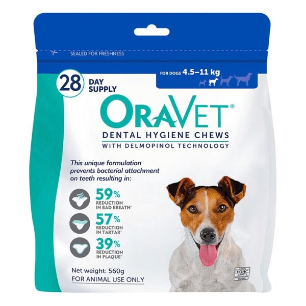 ORAVET Daily Dental Hygiene Chews For Small Dogs 4.5KG-11KG (28pcs)
