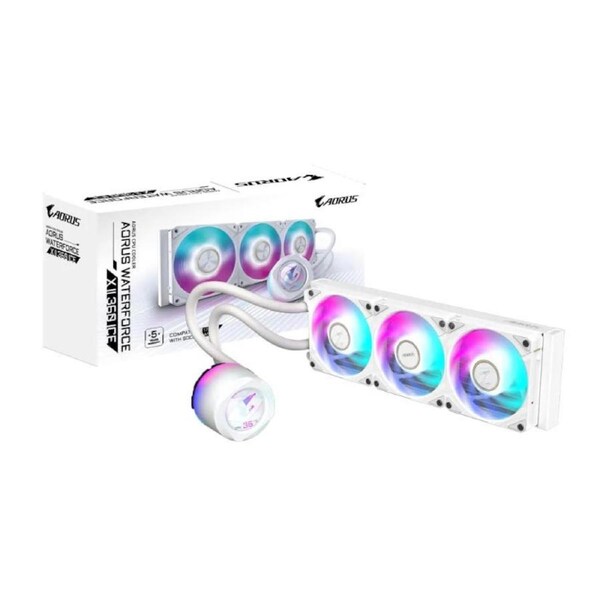 Gigabyte AORUS WATERFORCE X II 360 ICE LCD display AIO liquid cooler, Intel 2066, 2011,1366,115x,1700, AMD TR4, AM5, AM4, sTRX4