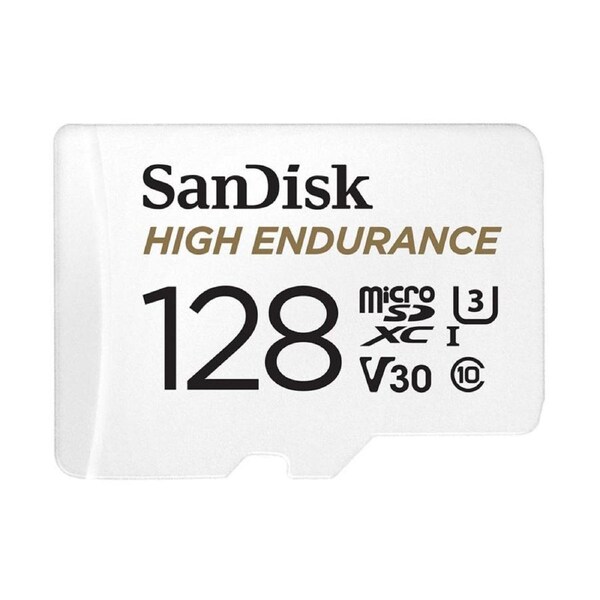 SanDisk High Endurance 128GB microSD 100MB/s 40MB/s 10K hrs 4K UHD C10 U3 V30 -40 C to 85 C Heat Freeze Shock Temperature Water X-ray Proof SD Adapter