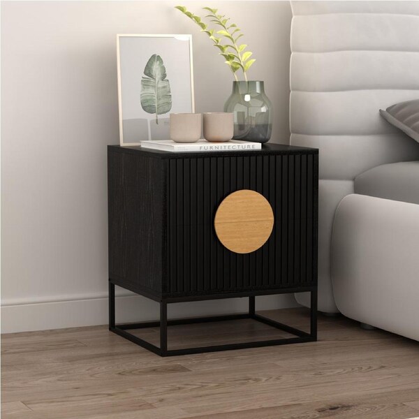 Belmonte Fluted Bedsite Table in Black