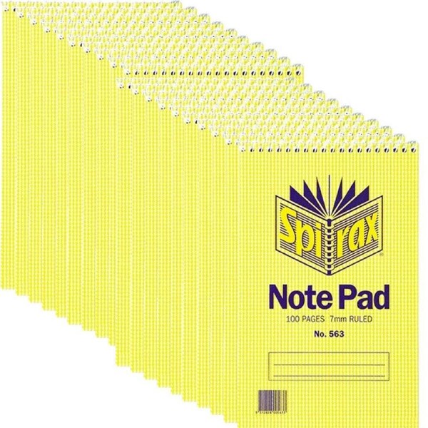 Spirax 563 Reporters Notebook Spiral Bound Top Open 100 Page 200x127mm 20 Pack