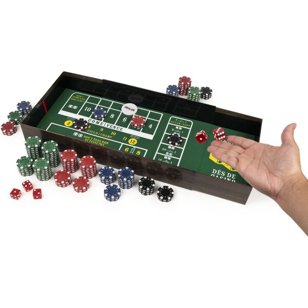 Classic Games 3-in-1 Deluxe Casino Craps/Blackjack/Poker Cards Tokens Set 3+